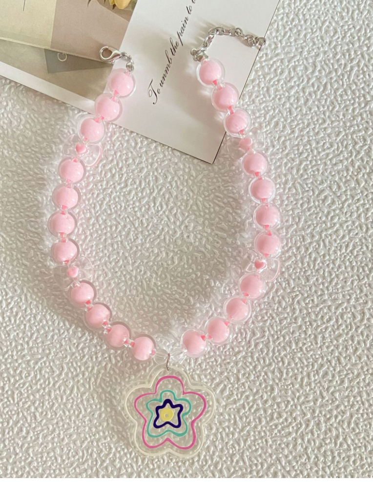 Kawaii pet collar beaded cat collar small dog necklace cute pet jewelry adjustable pet necklace handmade pet accessories aesthetic pet gift